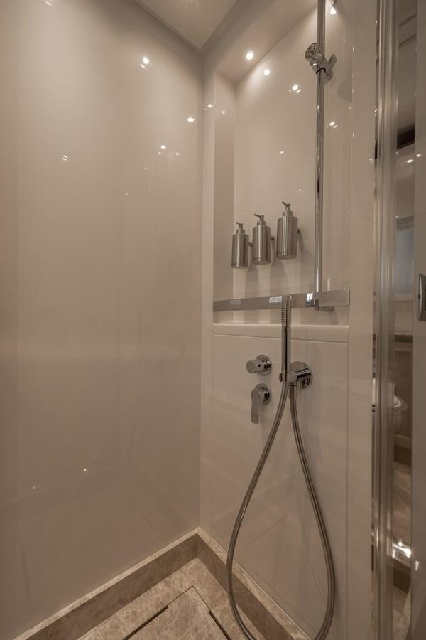 a shower with a glass door aboard RADKAT Yacht for Sale