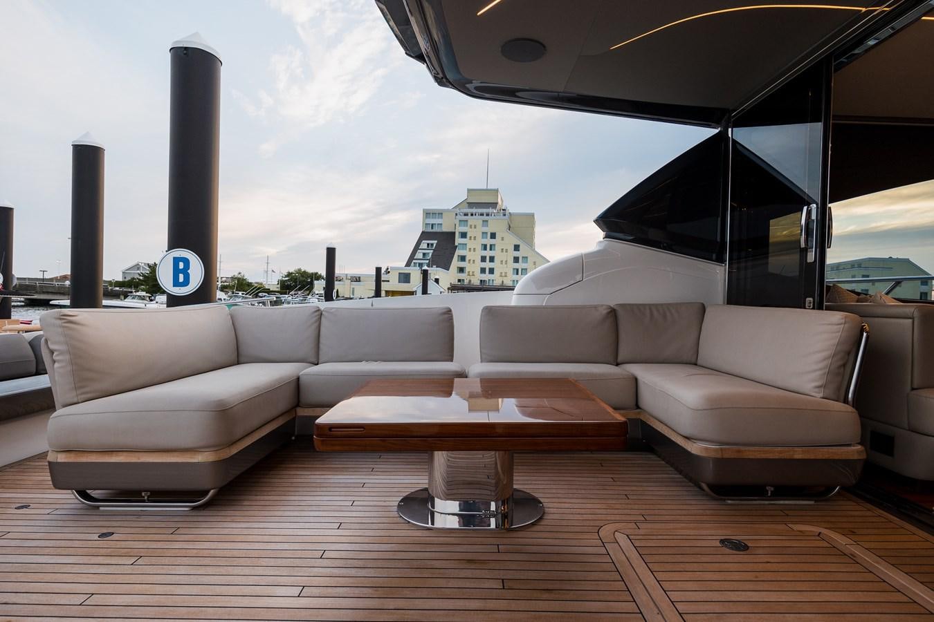 a living room with a large window aboard SPINDRIFT Yacht for Sale