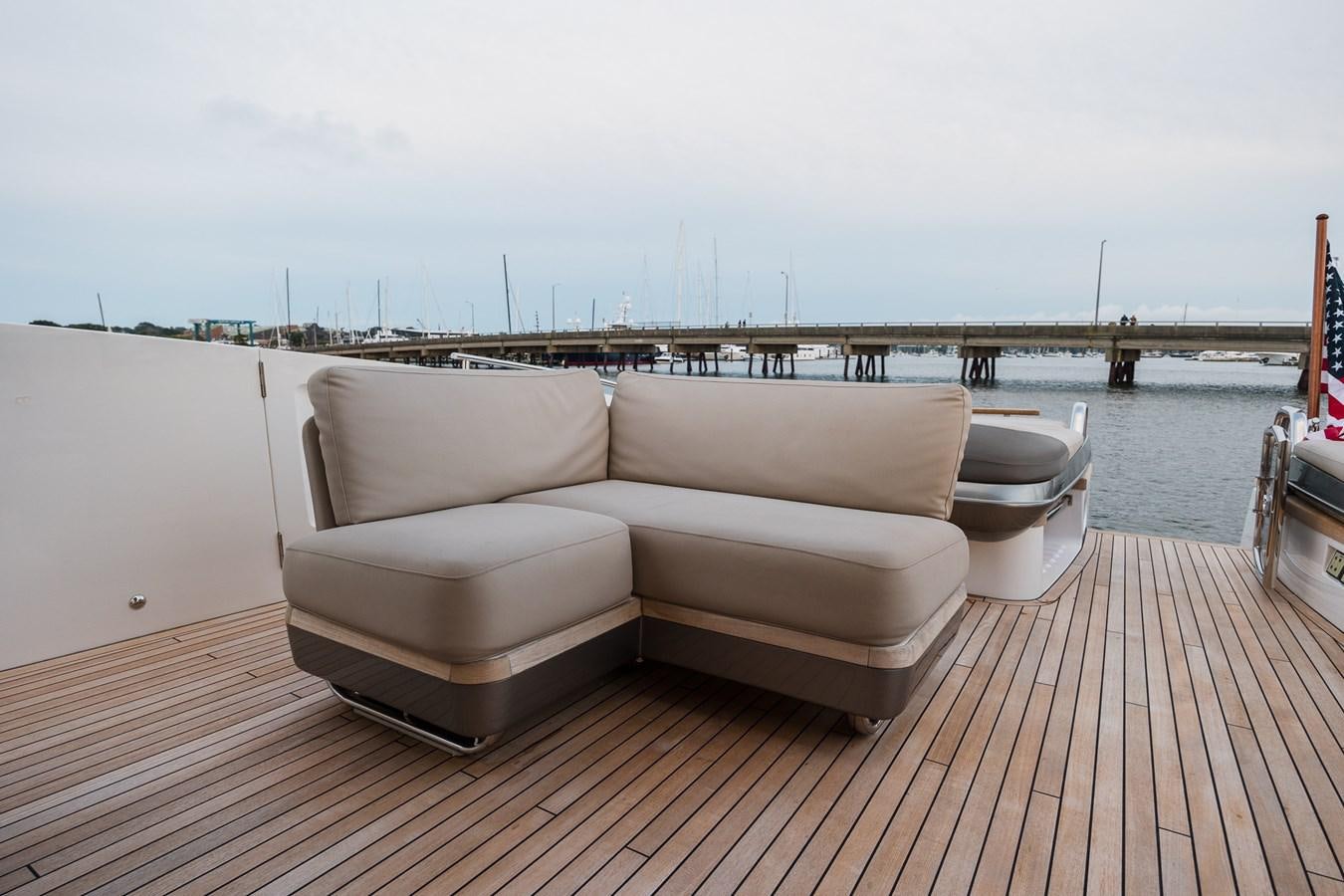 a couch on a deck aboard SPINDRIFT Yacht for Sale