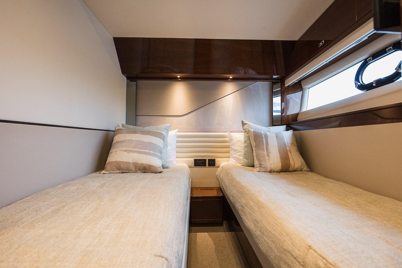 a room with a couple of beds aboard SPINDRIFT Yacht for Sale