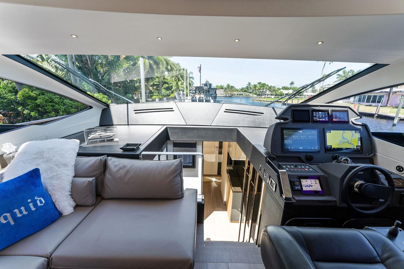 inside of a car aboard LIQUID Yacht for Sale