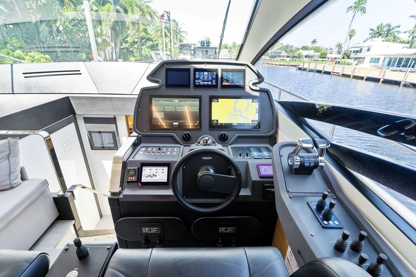 inside of a car aboard LIQUID Yacht for Sale