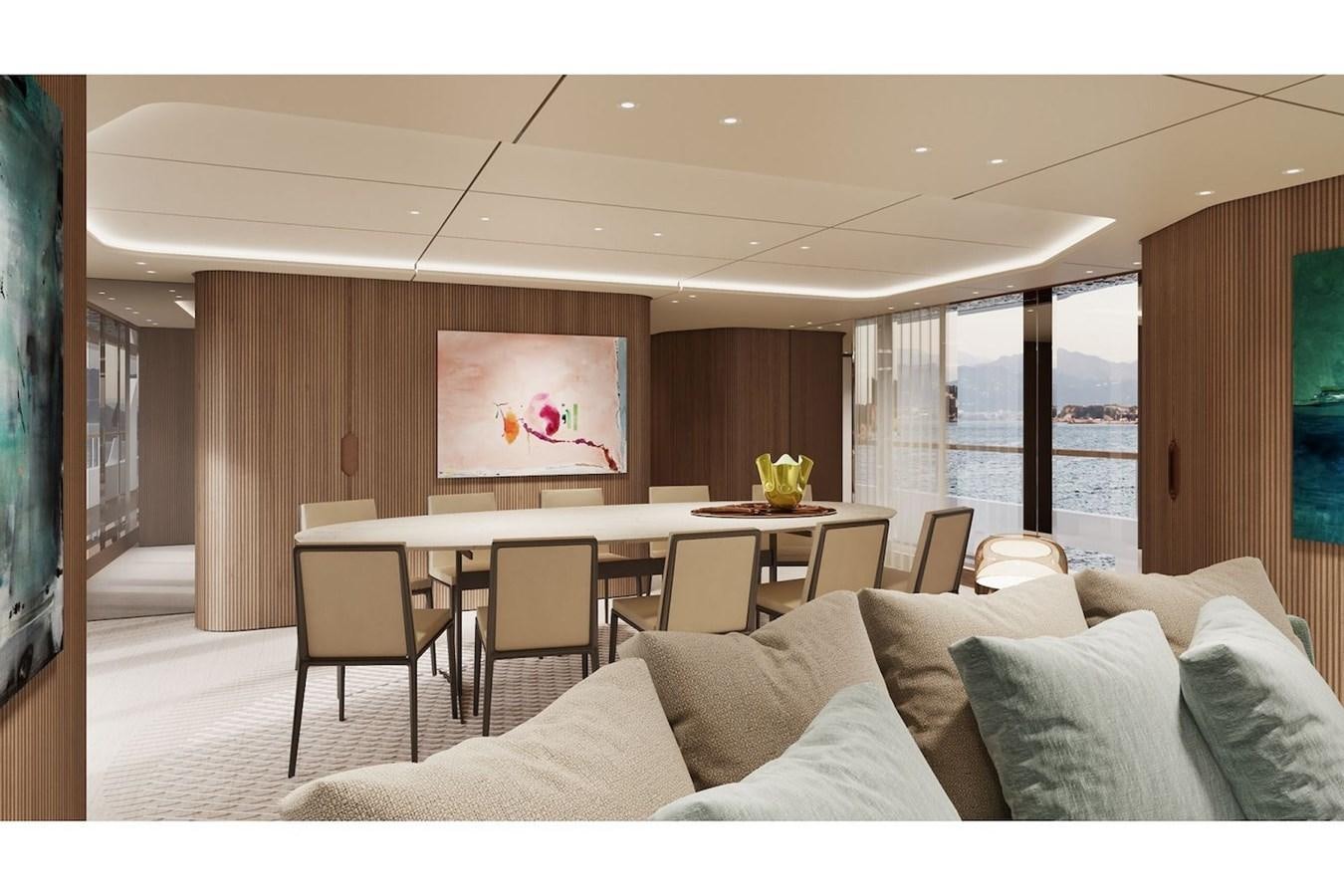 a room with a couch and a table aboard NAVETTA 50 Yacht for Sale