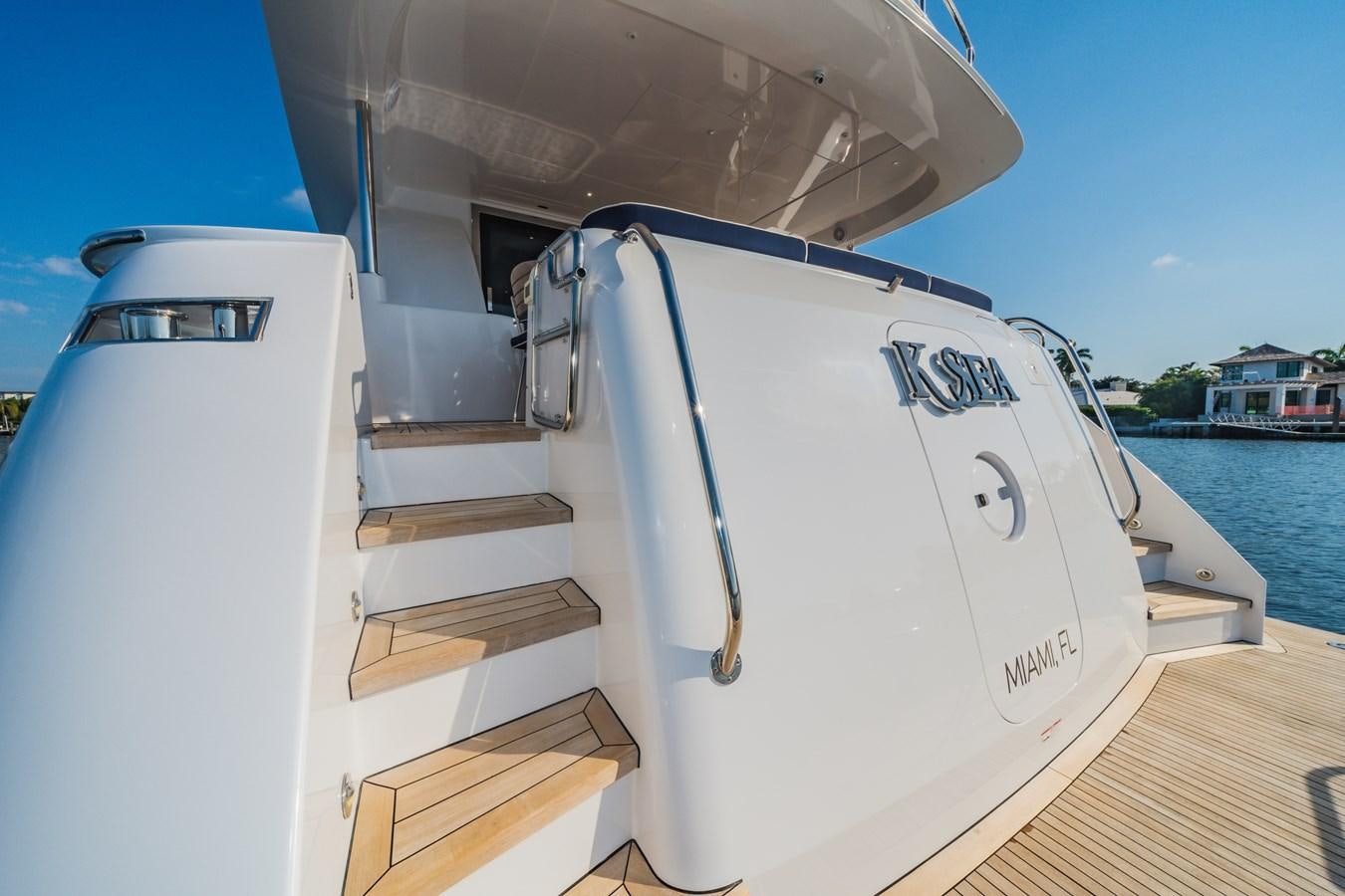 a boat on the water aboard 2017 HATTERAS M75 K SEA Yacht for Sale