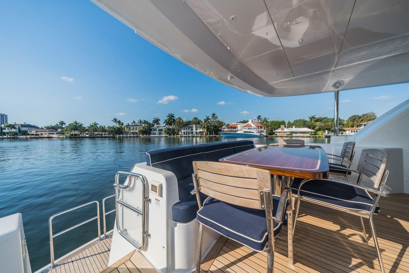 a boat on the water aboard 2017 HATTERAS M75 K SEA Yacht for Sale