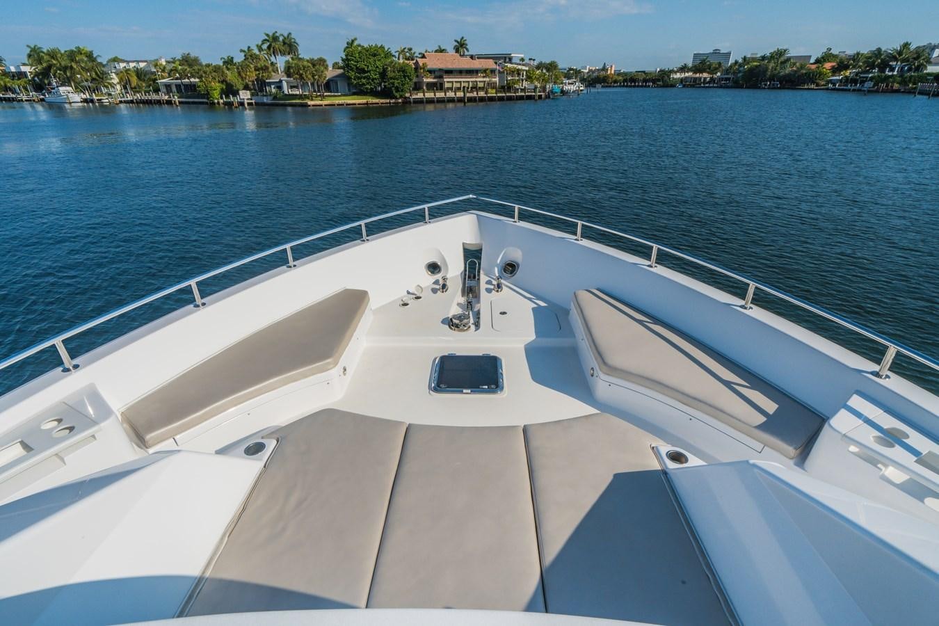 a boat on the water aboard 2017 HATTERAS M75 K SEA Yacht for Sale