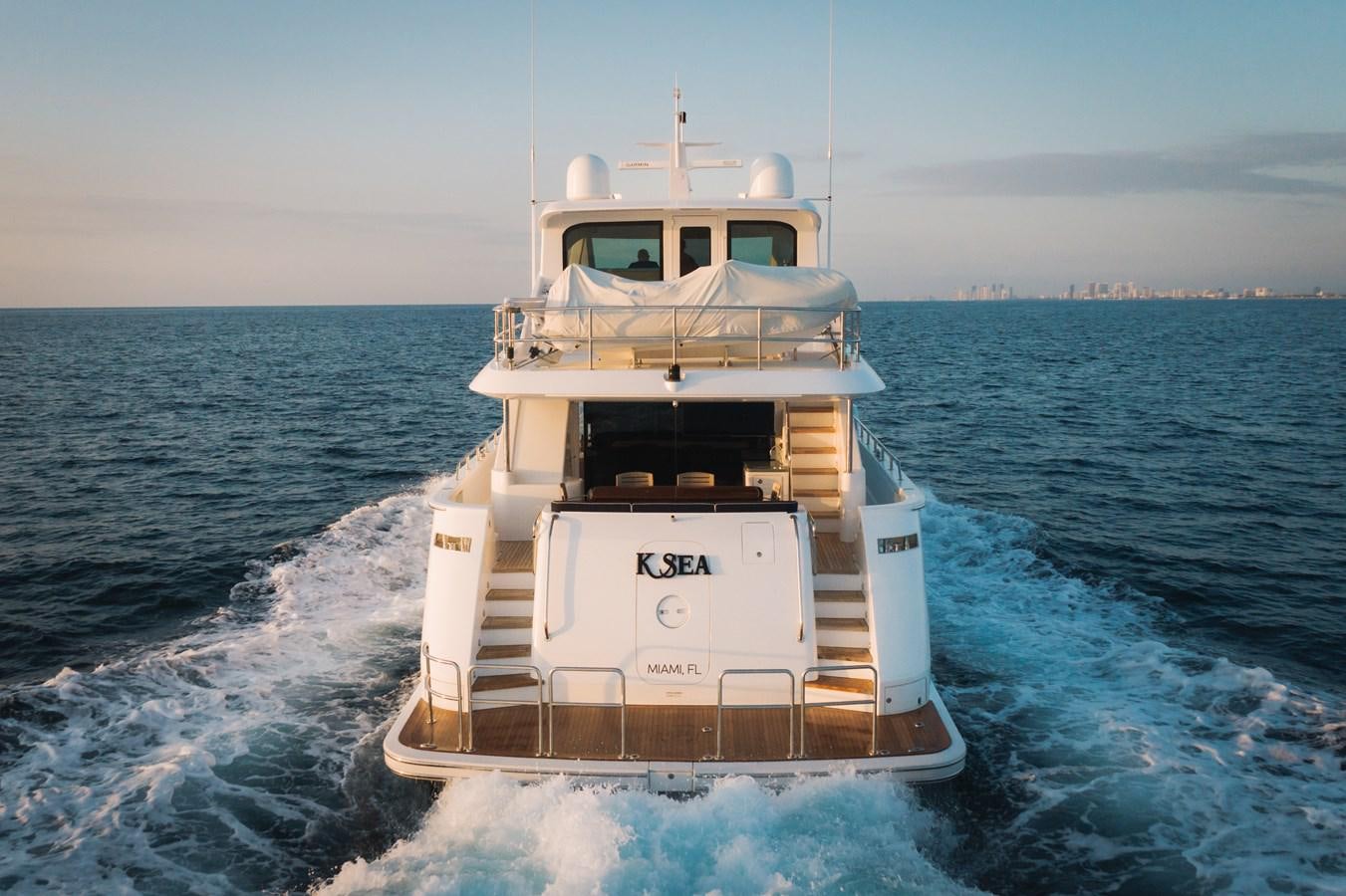 a boat in the water aboard 2017 HATTERAS M75 K SEA Yacht for Sale