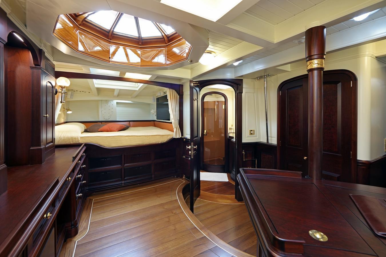 a room with a wood floor and a wood floor aboard ASGARD Yacht for Sale