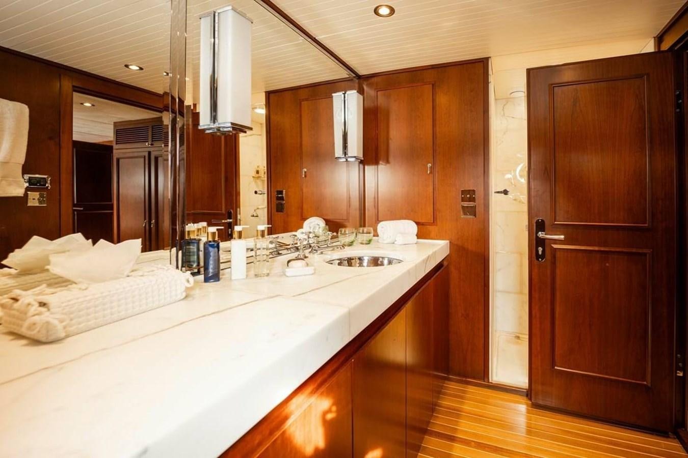 a bathroom with a large countertop aboard CLASSIC 40M BENETTI Yacht for Sale