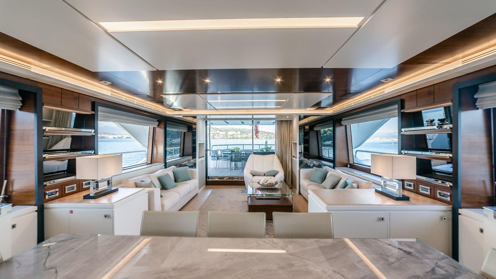 a room with a large open window aboard ADEL Yacht for Sale