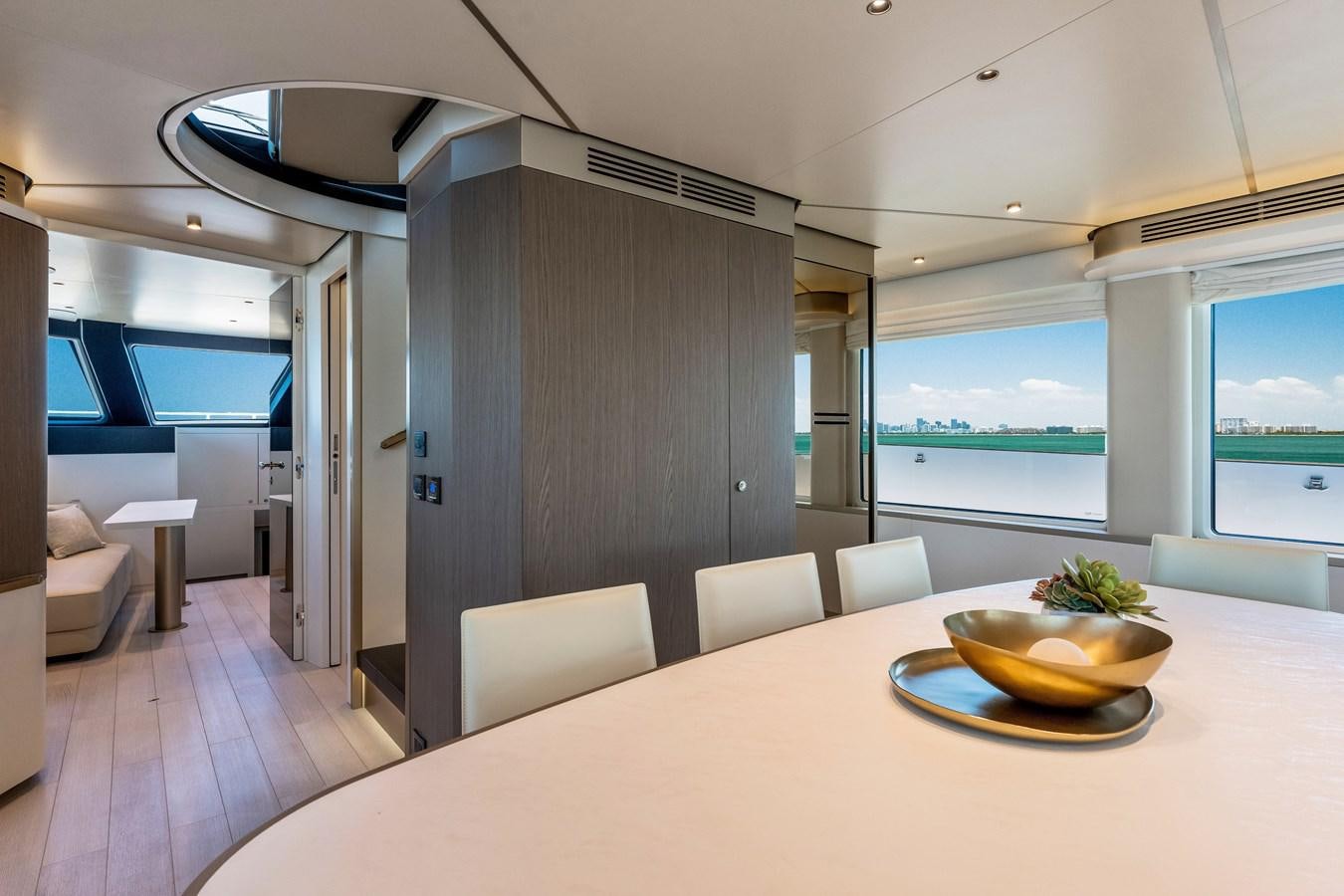 a modern looking living room aboard EQUITES Yacht for Sale