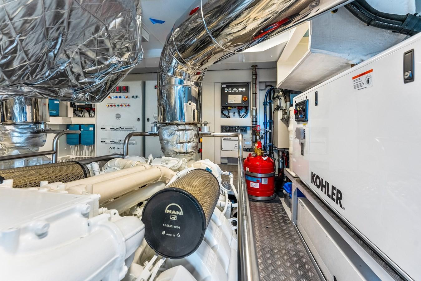 a large white machine with a black cap on it aboard EQUITES Yacht for Sale