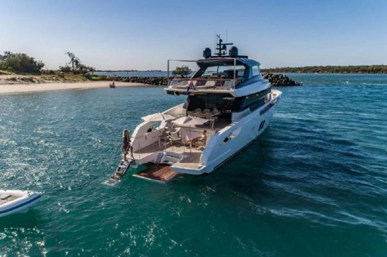 a boat on the water aboard SANLORENZO SX76 Yacht for Sale