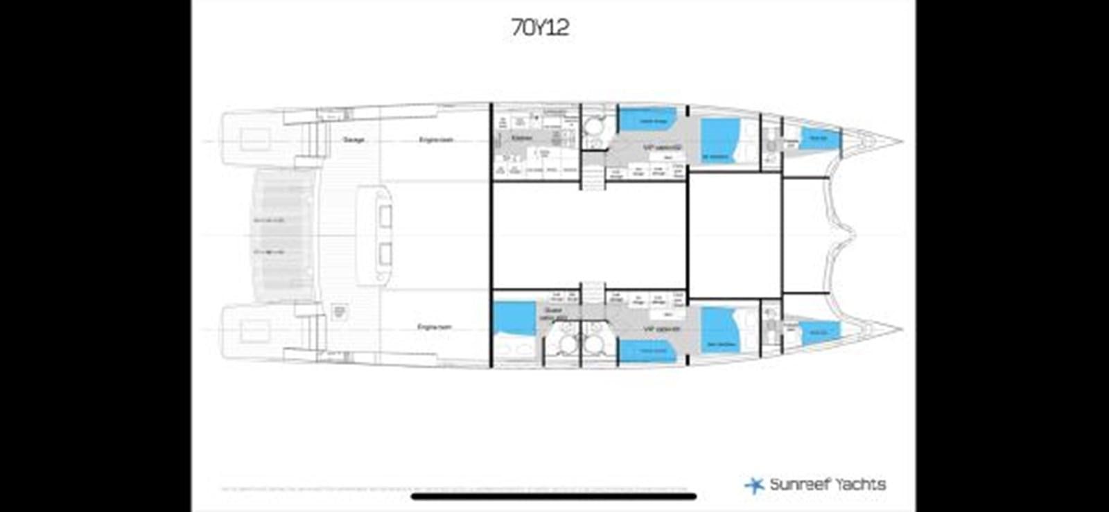 diagram, engineering drawing aboard 2015 SUNREEF 70 Yacht for Sale