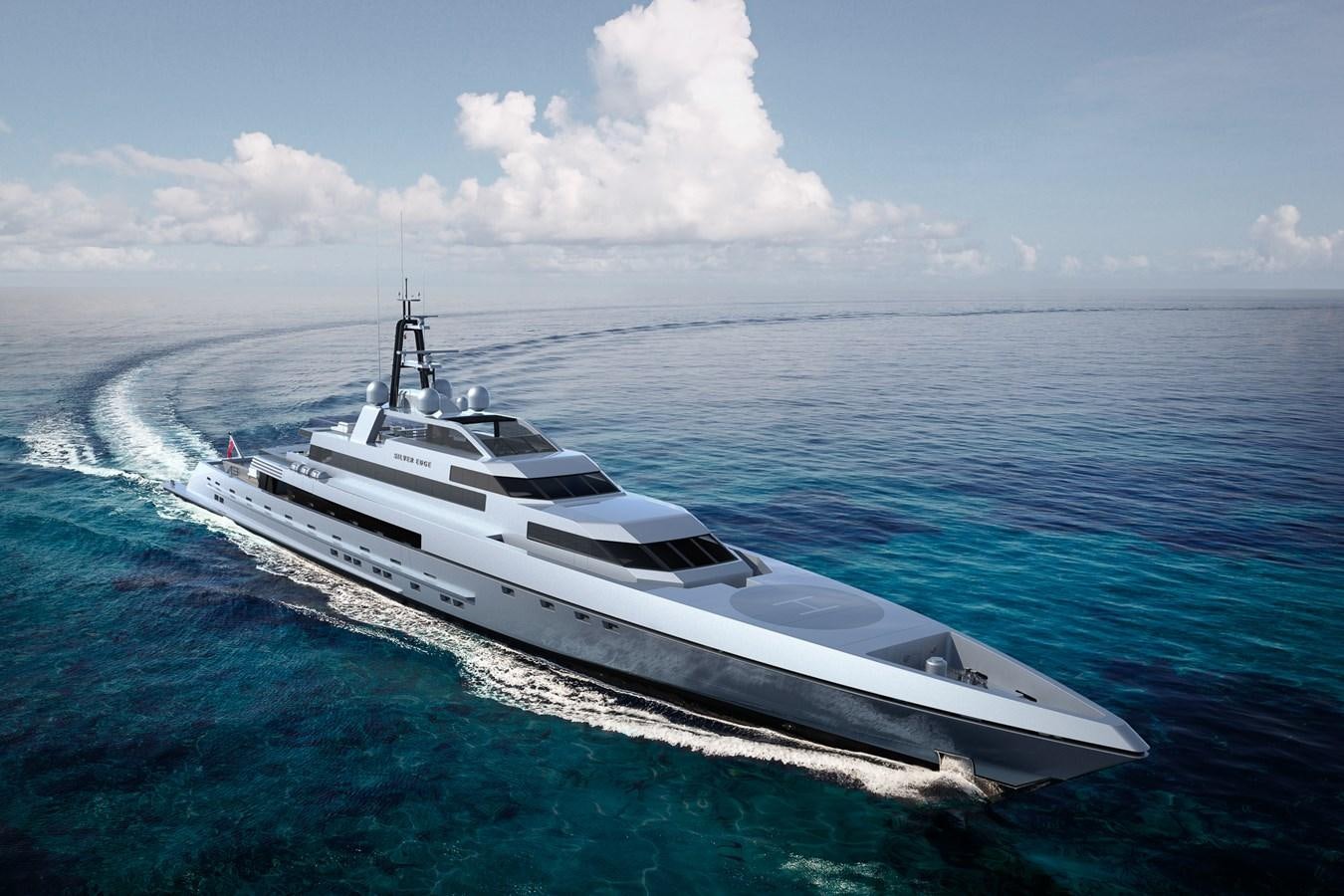 a white yacht in the water aboard SILVER EDGE Yacht for Sale