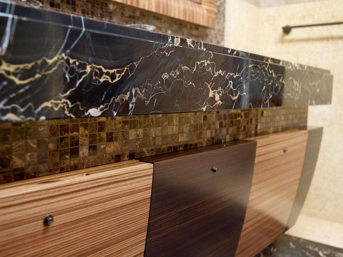 a wall with writing on it aboard PREDATOR Yacht for Sale