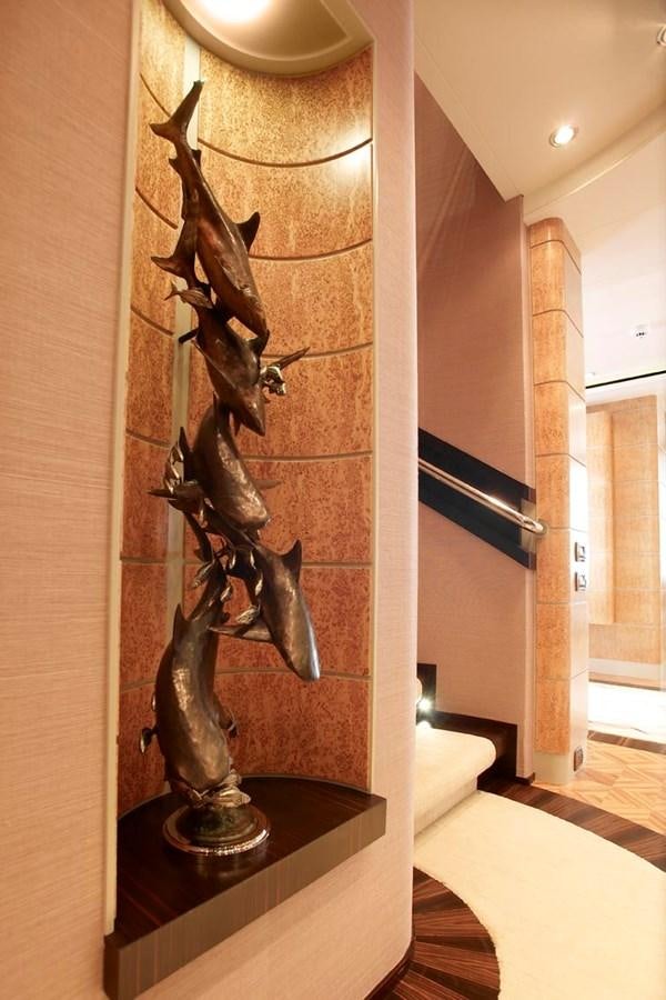 a statue of a person aboard PREDATOR Yacht for Sale