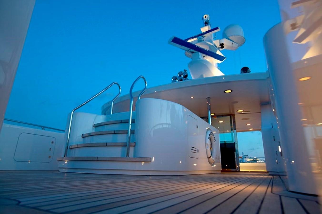 a space shuttle on a platform aboard PREDATOR Yacht for Sale