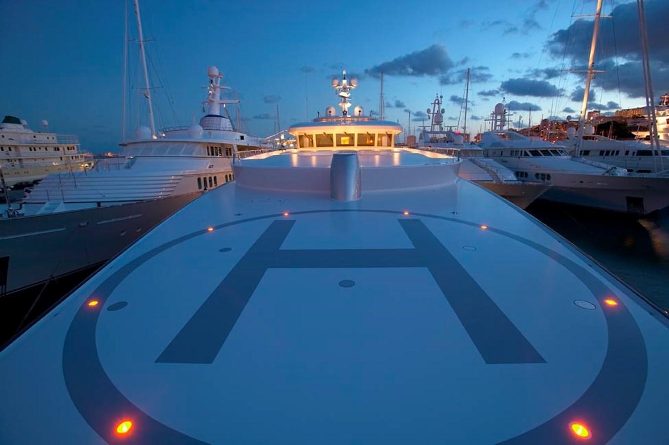 a large ship in the water aboard PREDATOR Yacht for Sale