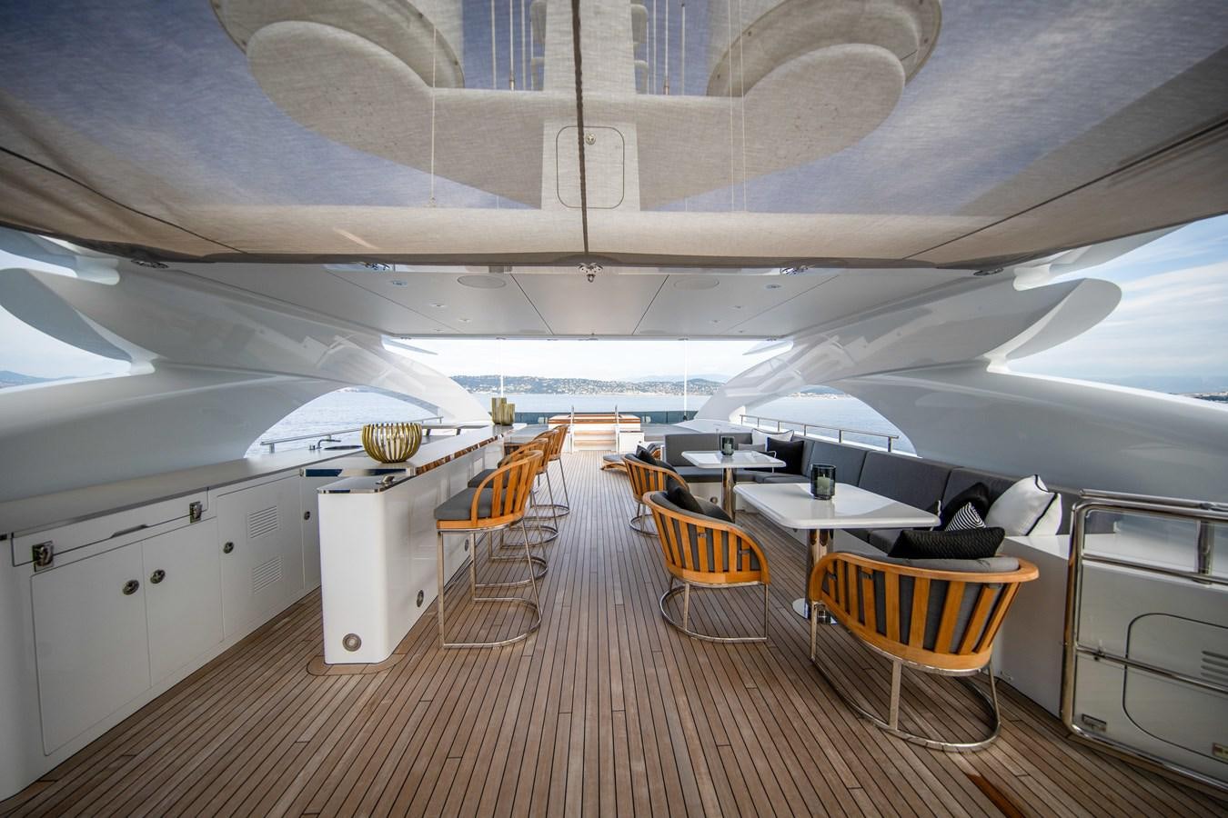 inside of a space ship aboard VAN TOM Yacht for Sale