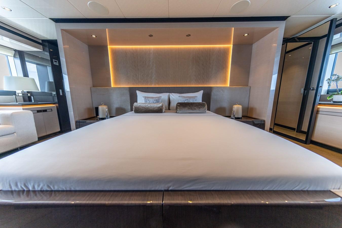 a bed in a room aboard VAN TOM Yacht for Sale