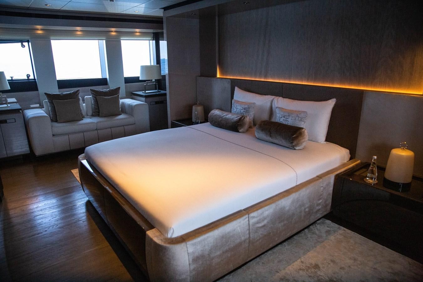 a large bed in a room aboard VAN TOM Yacht for Sale