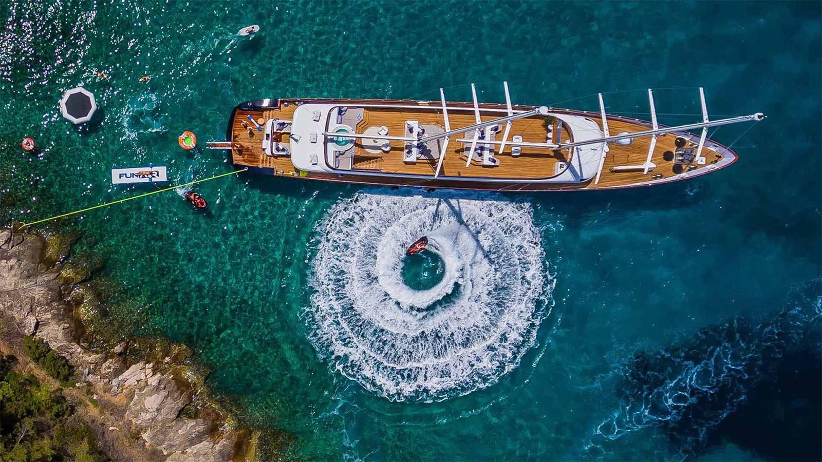 a satellite above a planet aboard CLASE AZUL Yacht for Sale