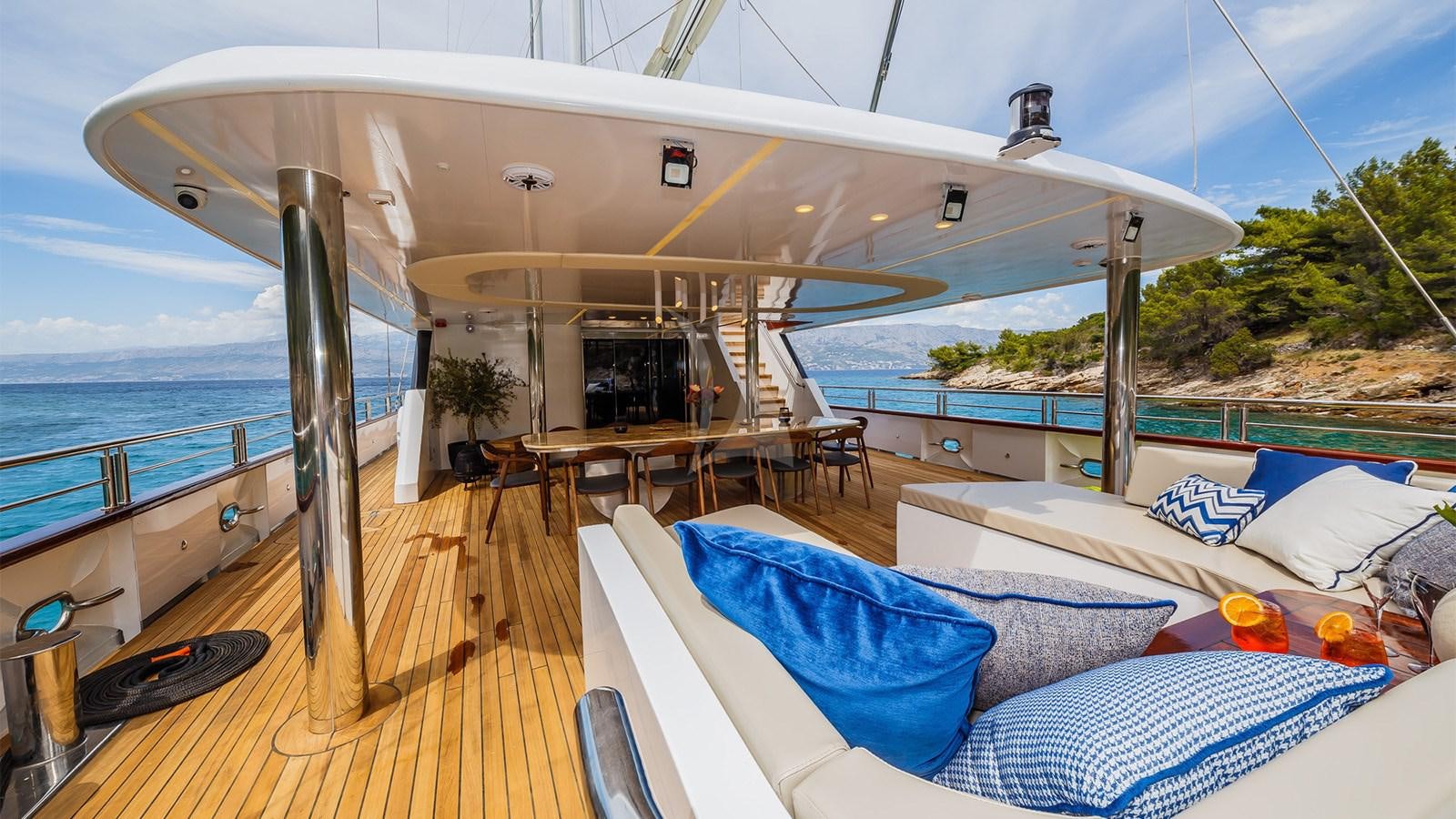 a boat on a deck aboard CLASE AZUL Yacht for Sale