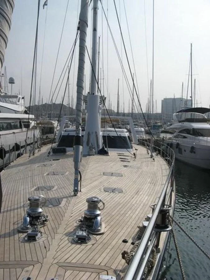 a sailboat docked at a pier aboard ORIEL Yacht for Sale