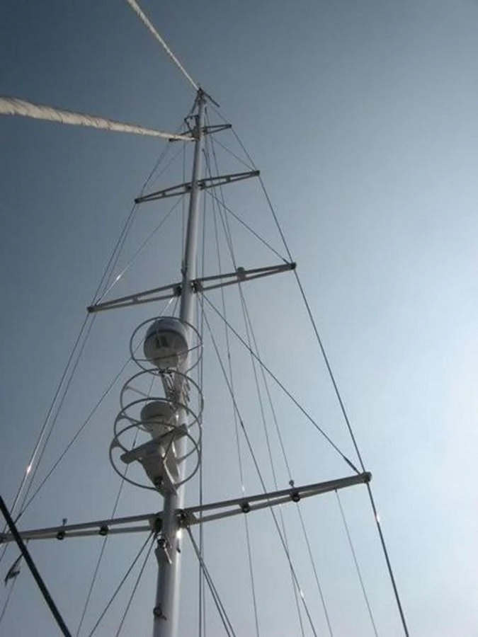 a large metal tower aboard ORIEL Yacht for Sale