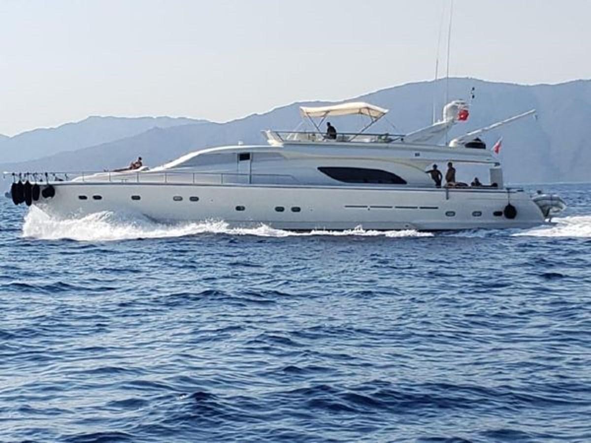 a large white boat in the water aboard 2000 FERRETTI  80 Yacht for Sale