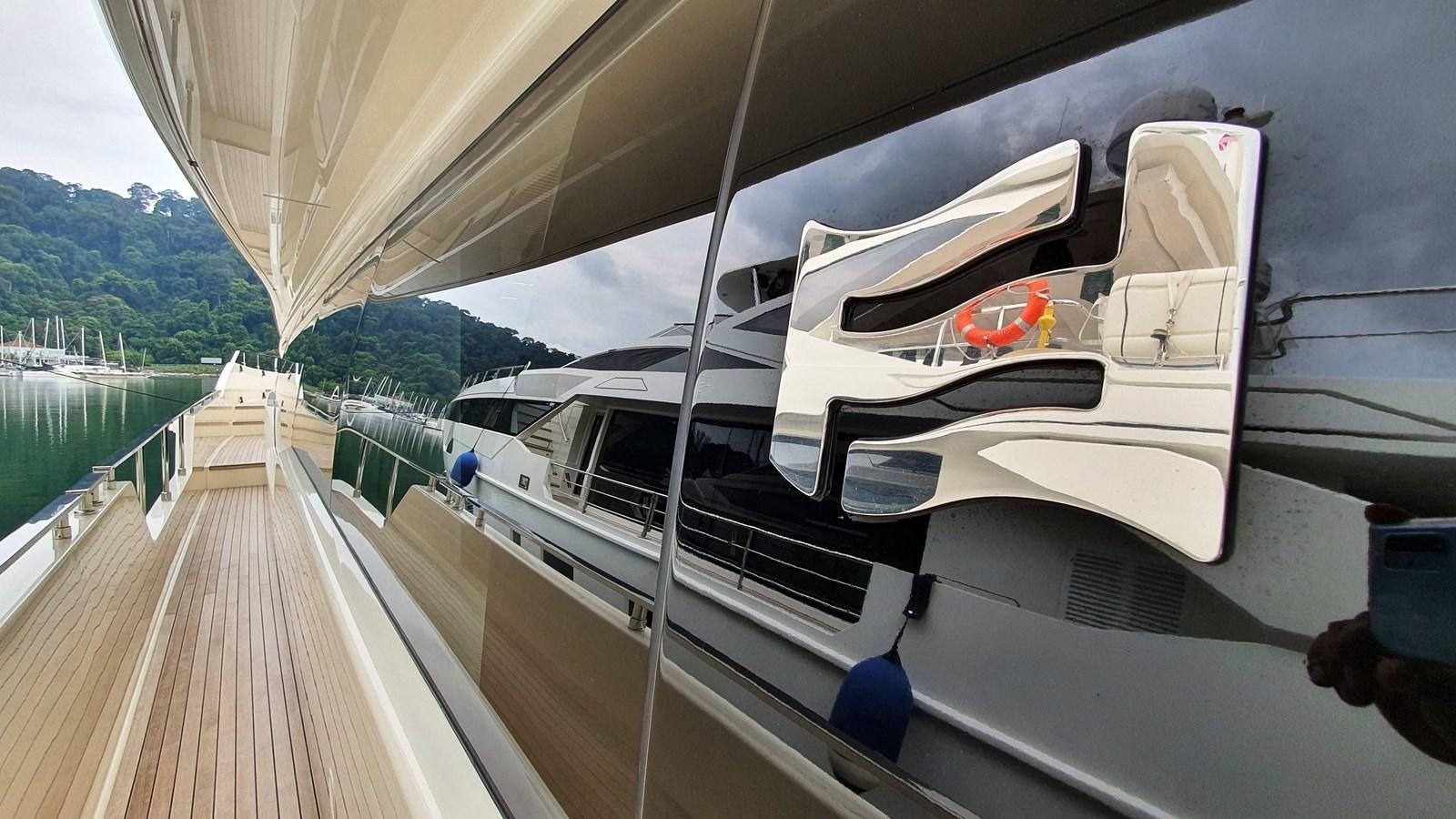 a boat on a deck aboard WHITE SHARK Yacht for Sale