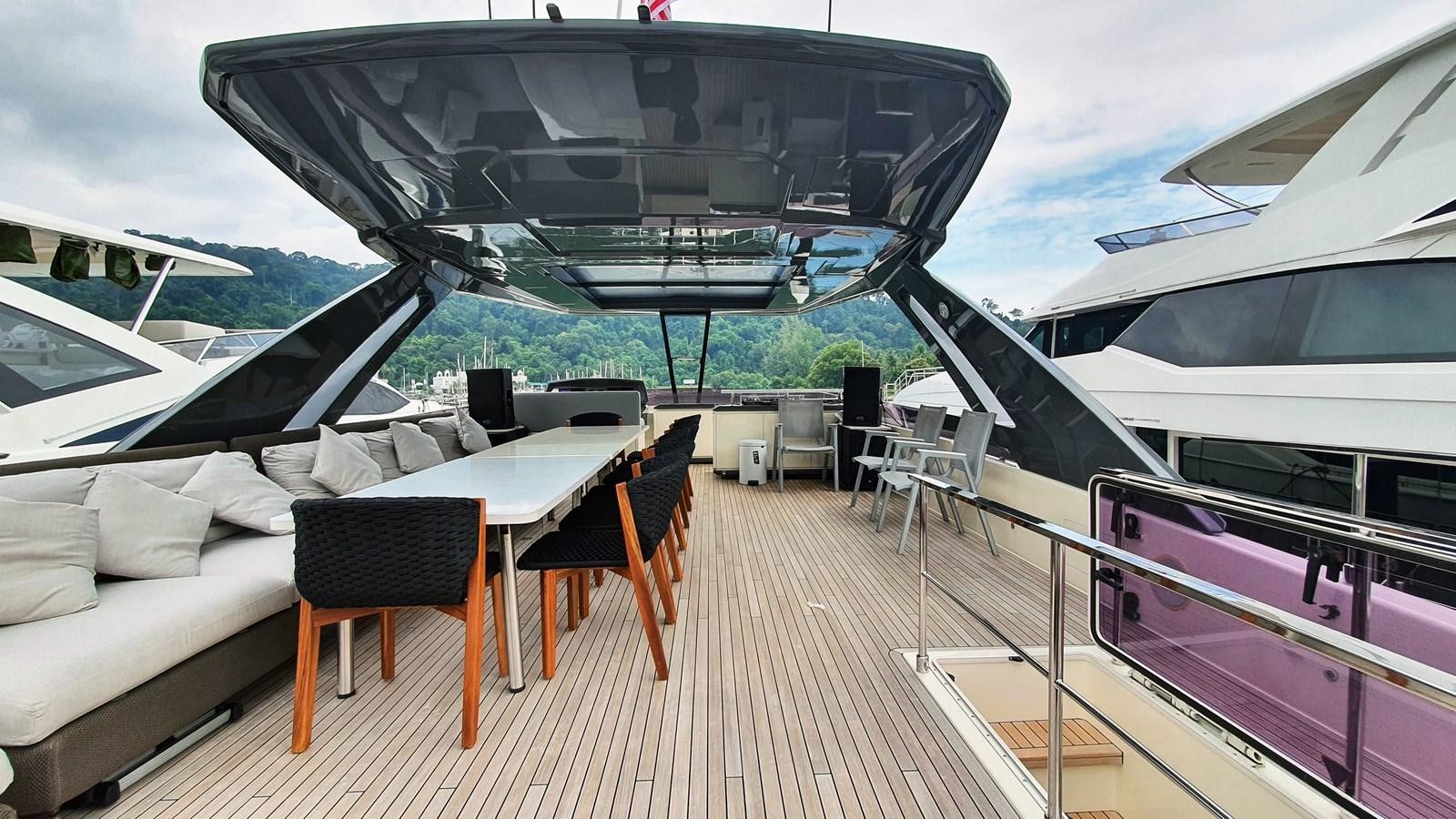 a deck with a large yacht aboard WHITE SHARK Yacht for Sale