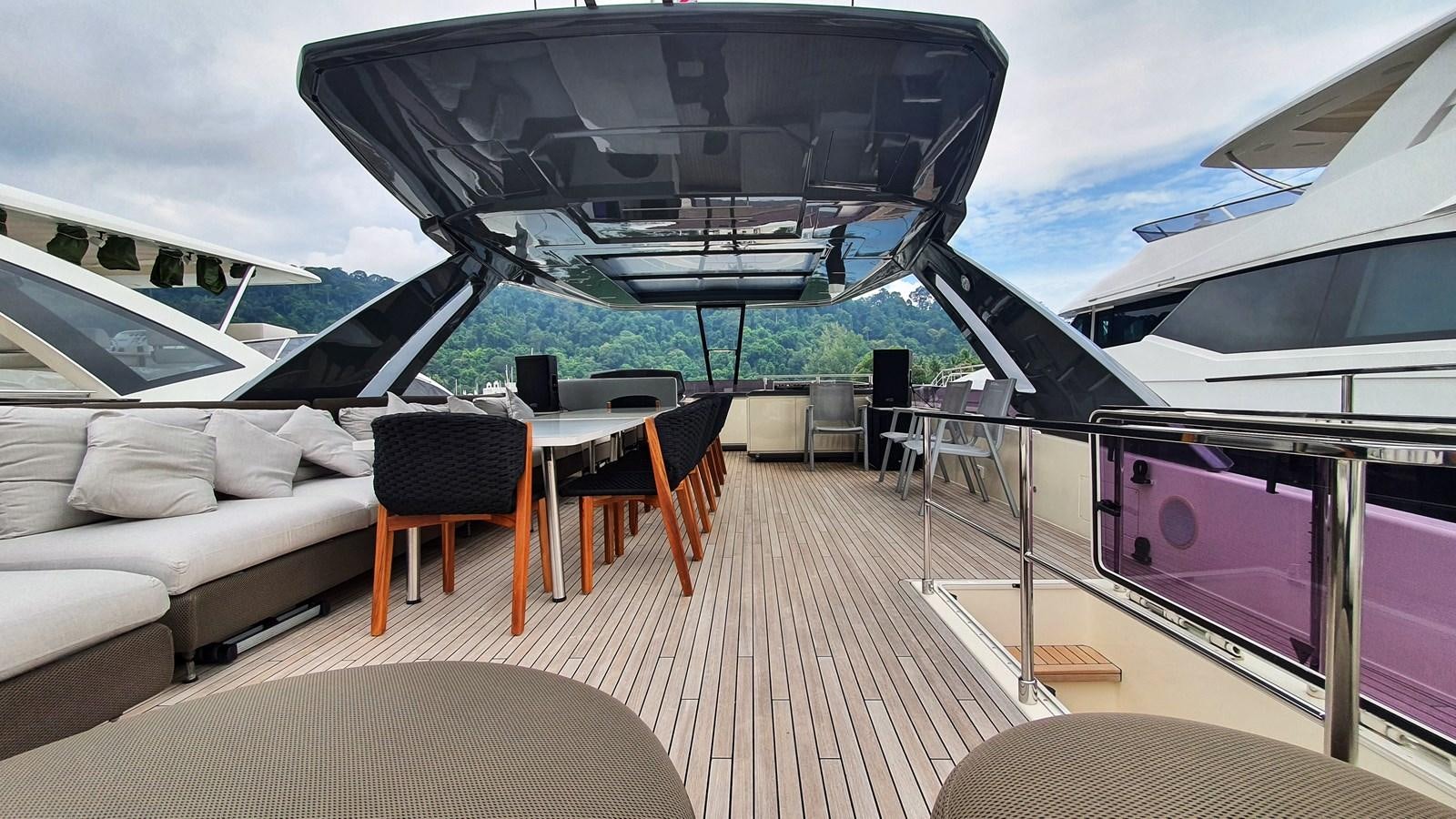 a deck with a large ship aboard WHITE SHARK Yacht for Sale