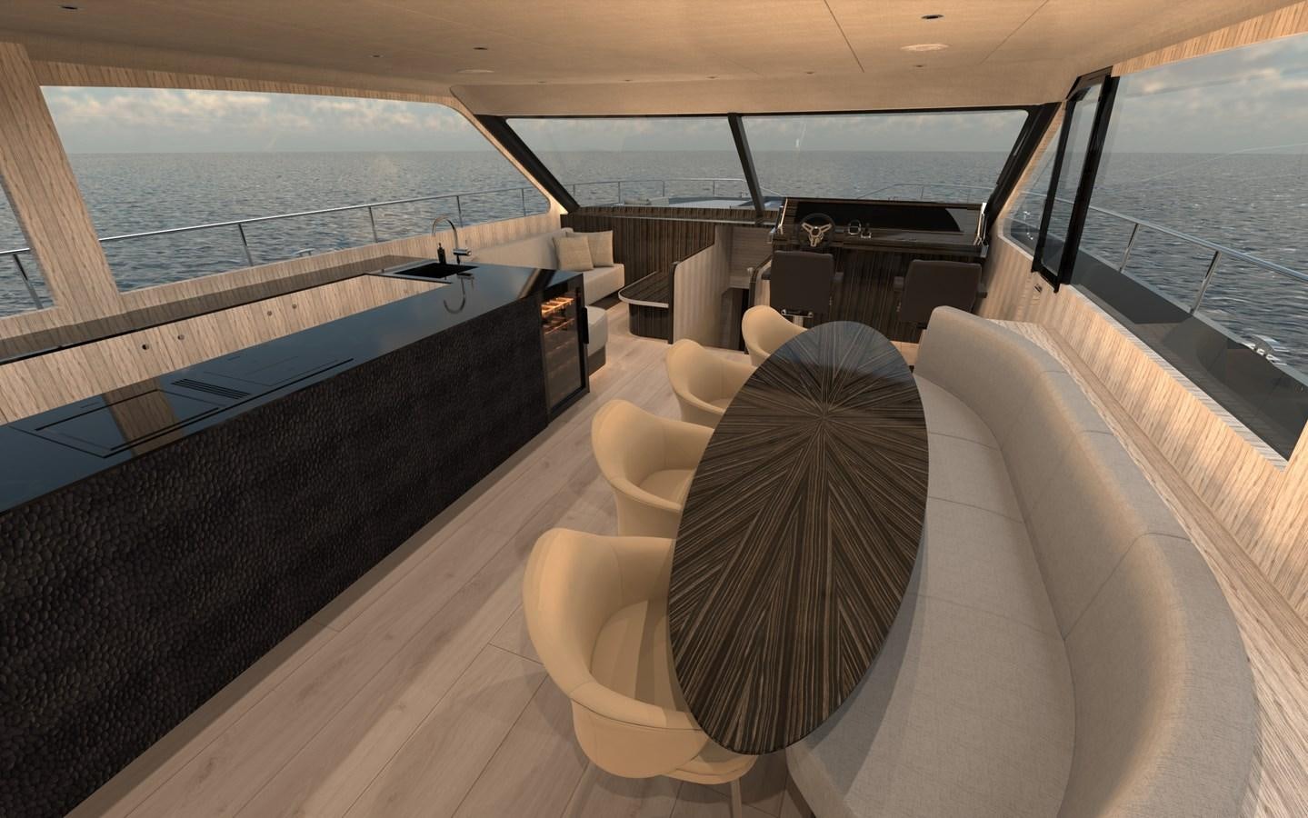 a room with a bed and a chair aboard ST-BARTH 85 FLY Yacht for Sale