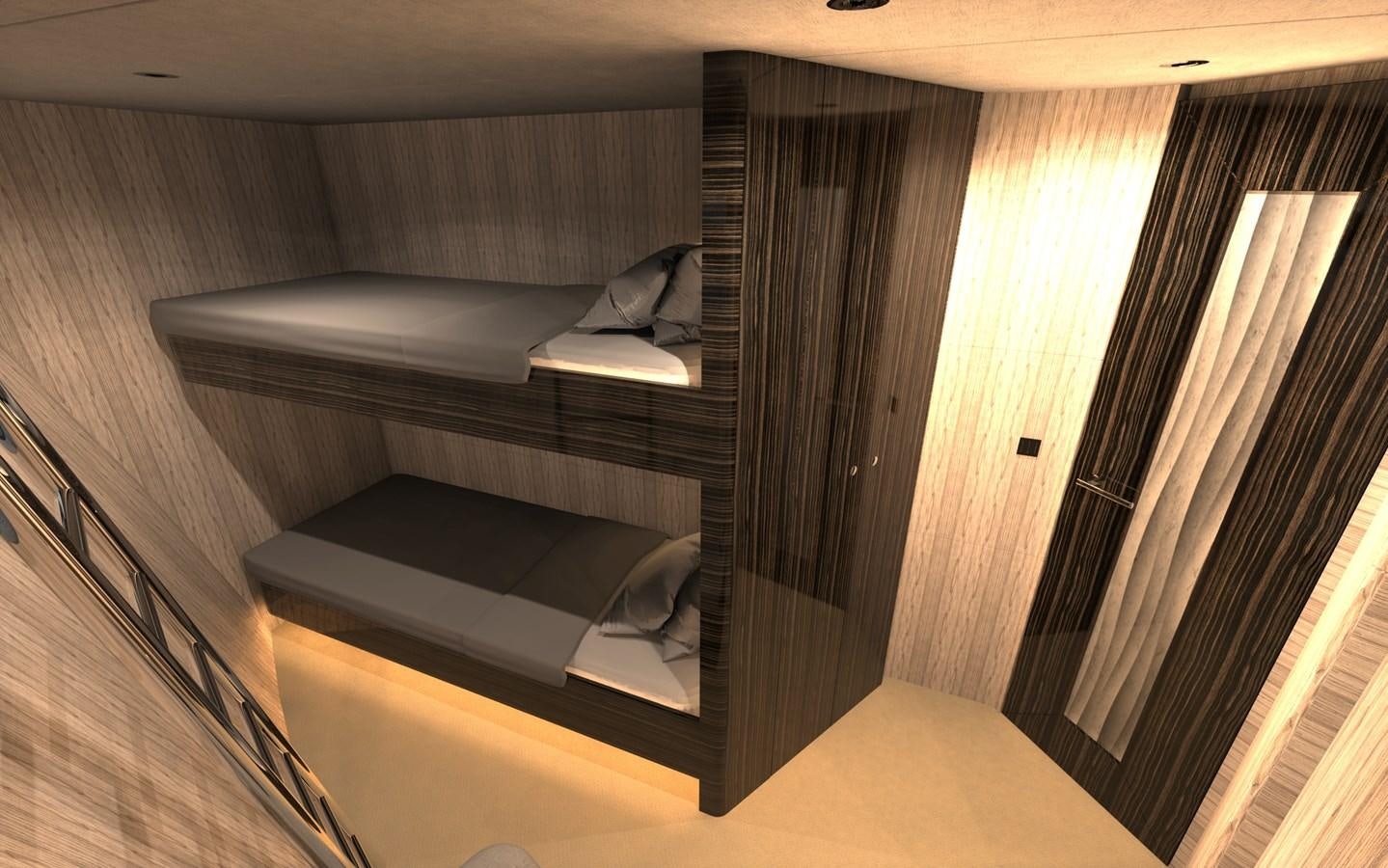 a room with a bed and a window aboard ST-BARTH 85 FLY Yacht for Sale
