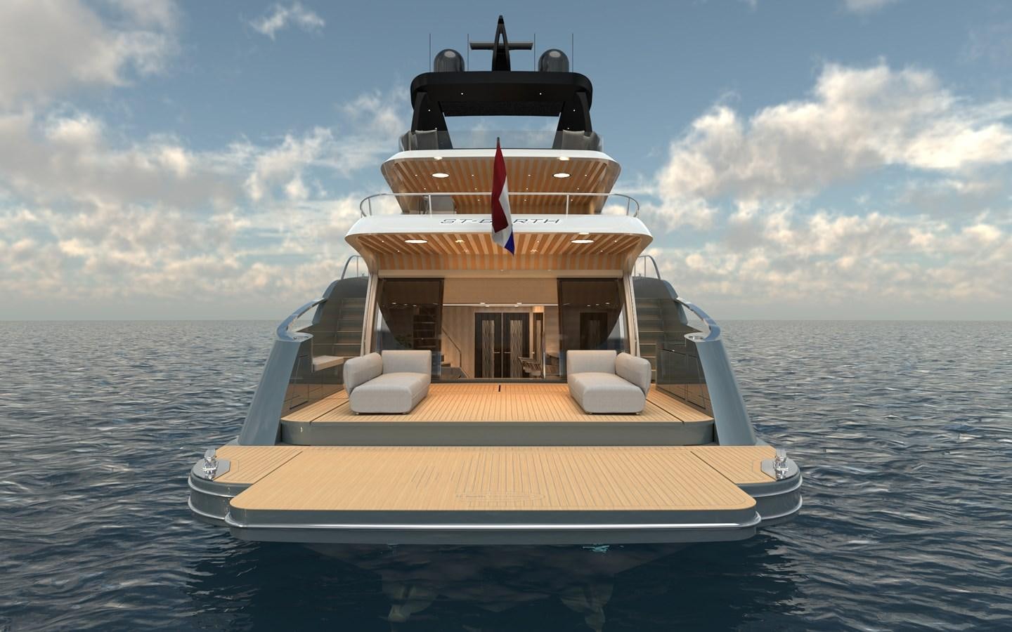 a boat on the water aboard ST-BARTH 85 FLY Yacht for Sale
