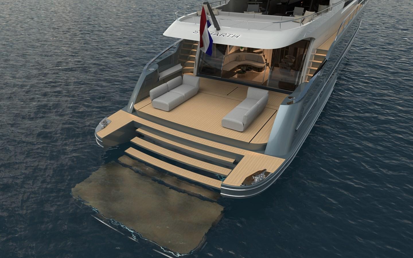 a boat on the water aboard ST-BARTH 85 FLY Yacht for Sale