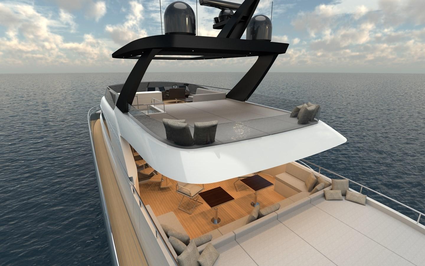 a boat on the water aboard ST-BARTH 85 FLY Yacht for Sale