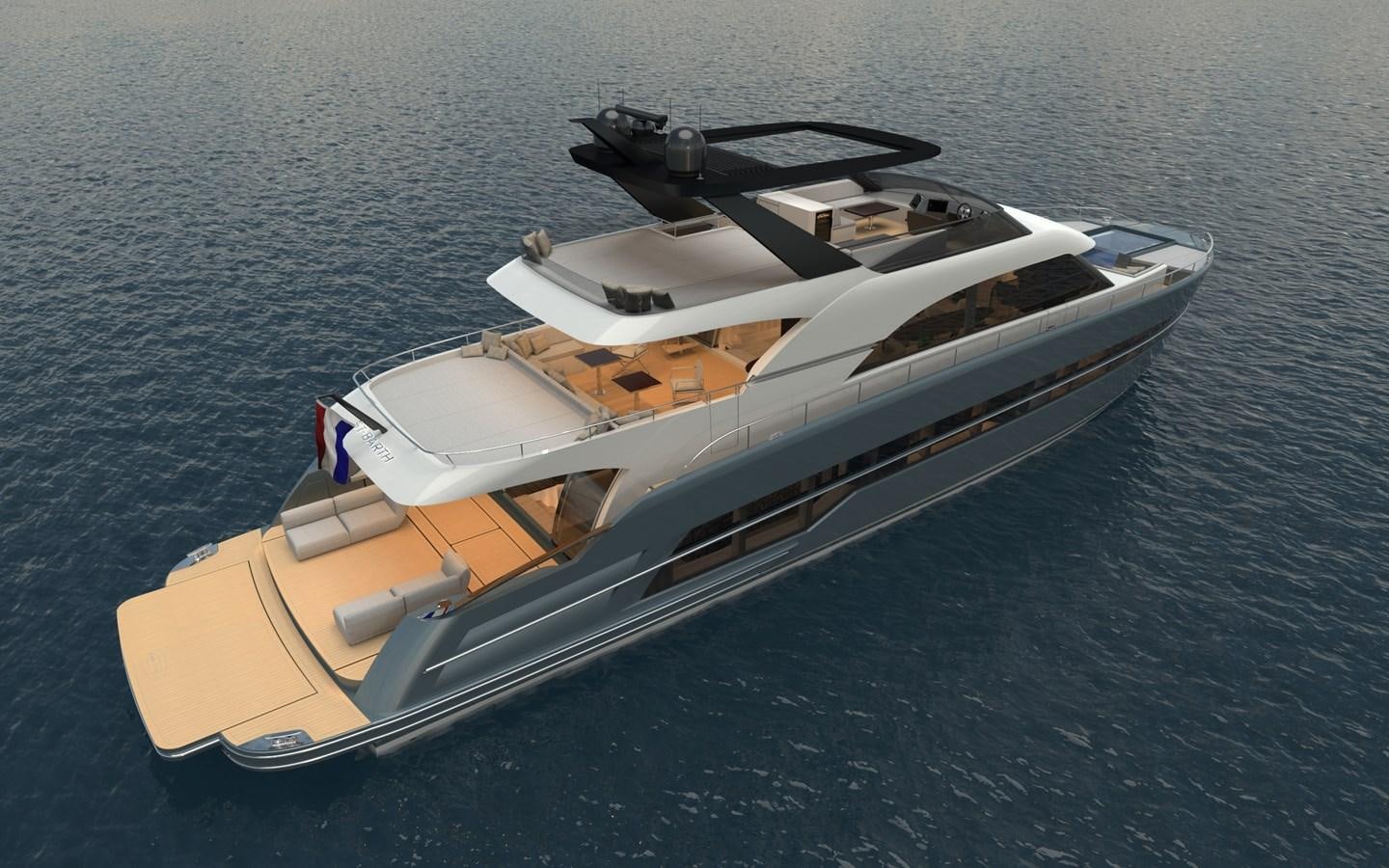 a boat on the water aboard ST-BARTH 85 FLY Yacht for Sale