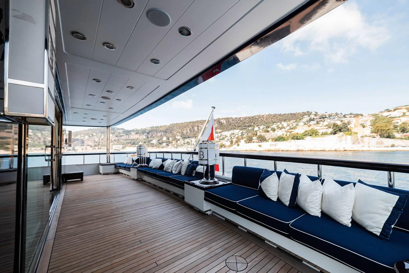 a boat on a deck aboard FORCE BLUE Yacht for Sale