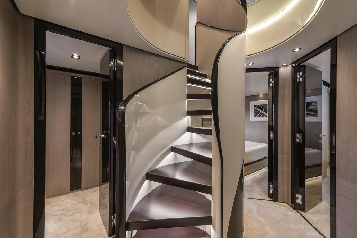a hallway with doors aboard LULWA Yacht for Sale