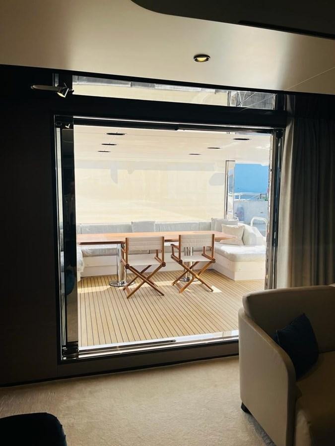 a room with a view of the ocean and the ocean aboard LULWA Yacht for Sale