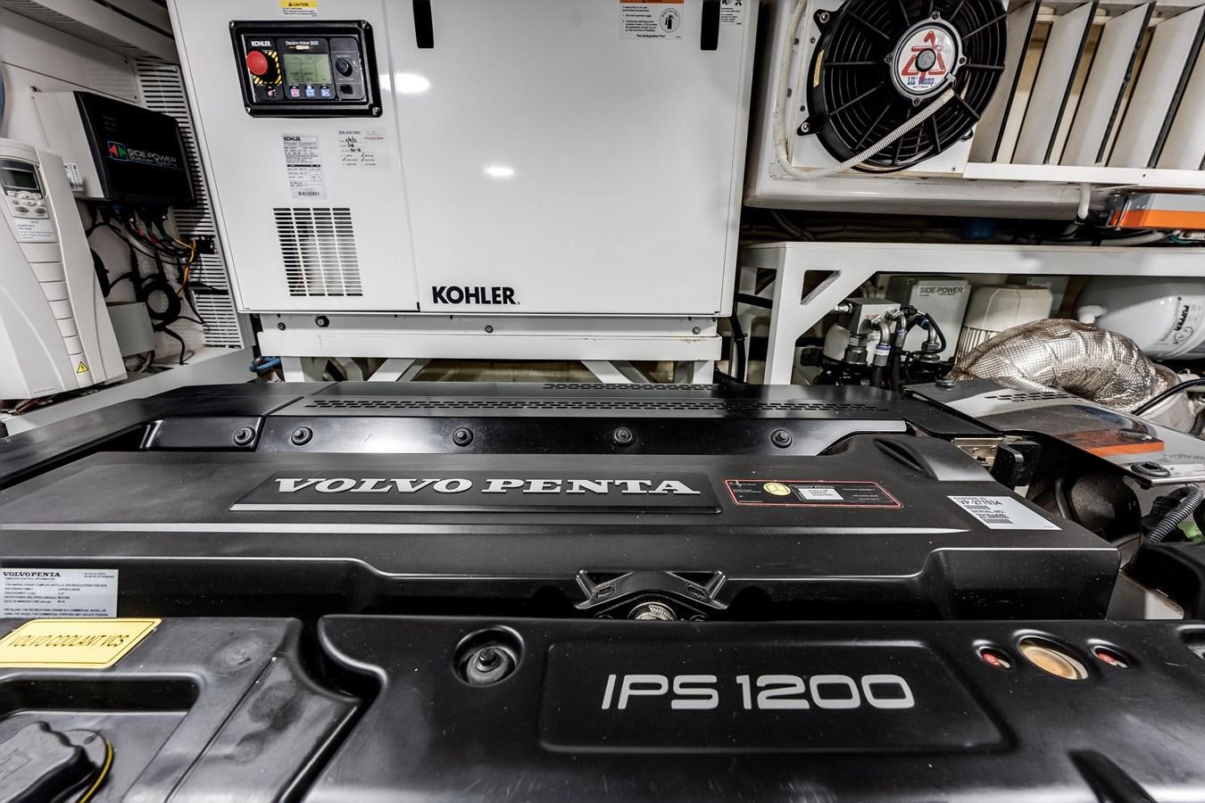 a black printer with buttons and a white screen aboard 2018 OCEAN ALEXANDER 70E TIRESUM Yacht for Sale