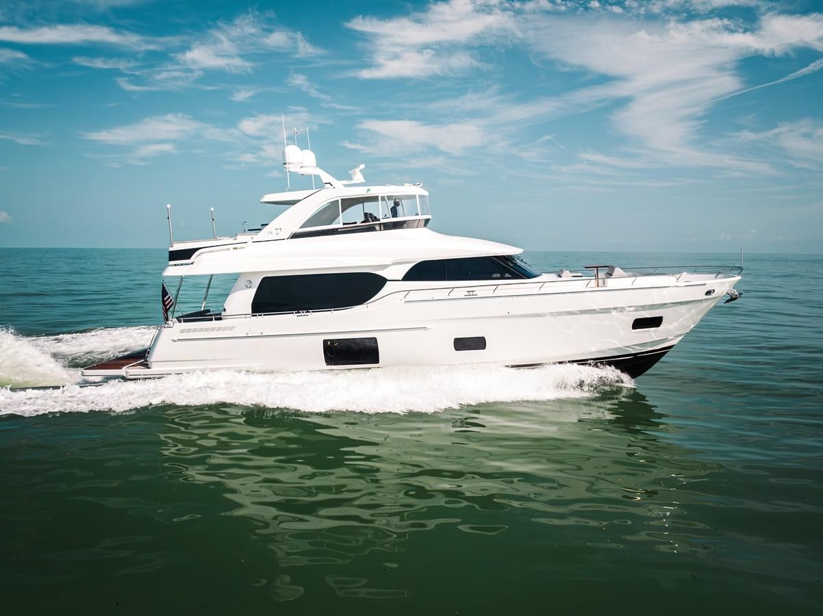 a white yacht in the water aboard 2018 OCEAN ALEXANDER 70E TIRESUM Yacht for Sale