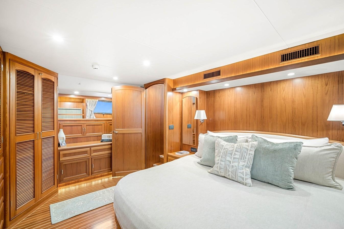 a bed in a room aboard FLEMING 78 - CLASSIC FLYBRIDGE Yacht for Sale