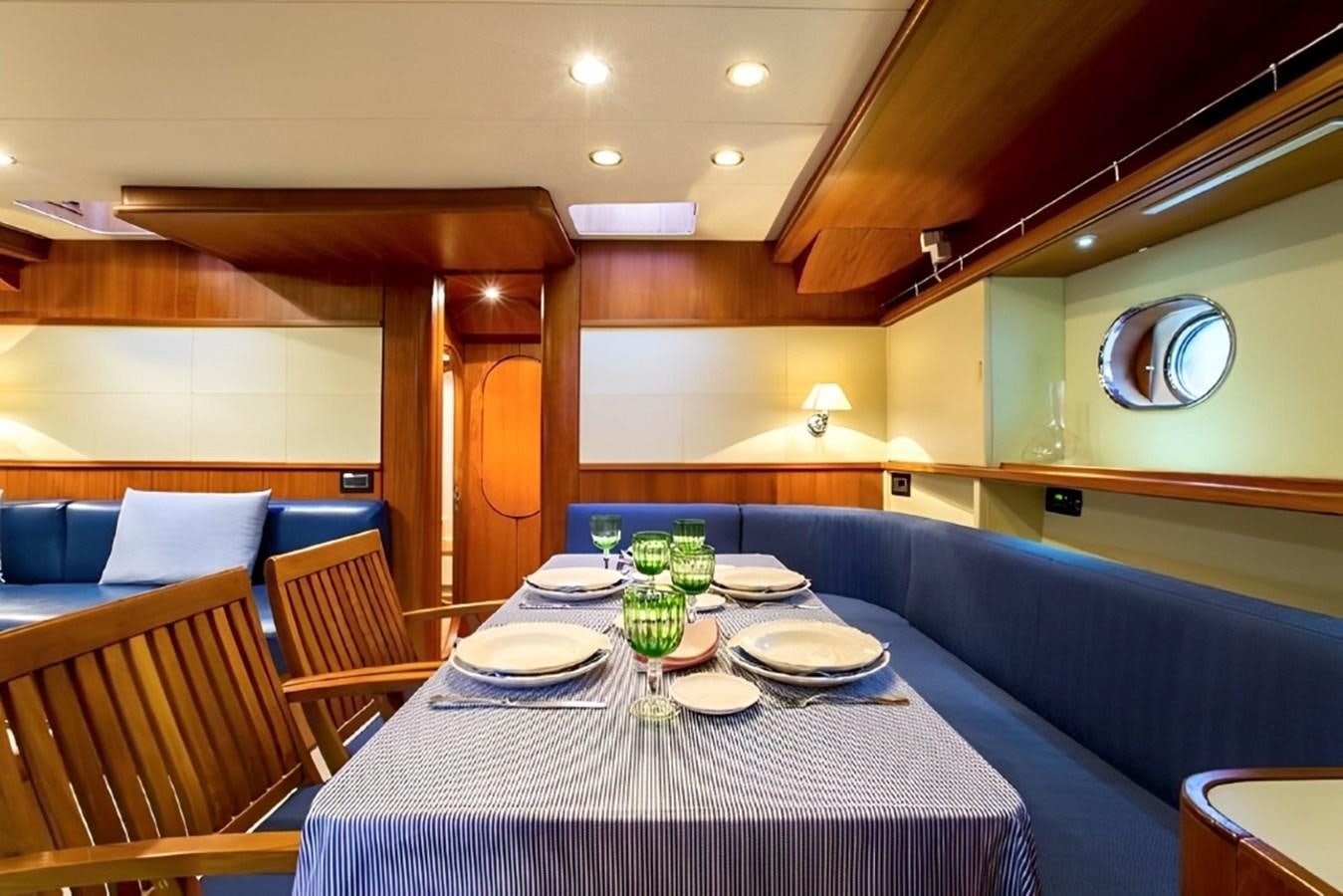 a dining room with a table aboard ELETTRA Yacht for Sale