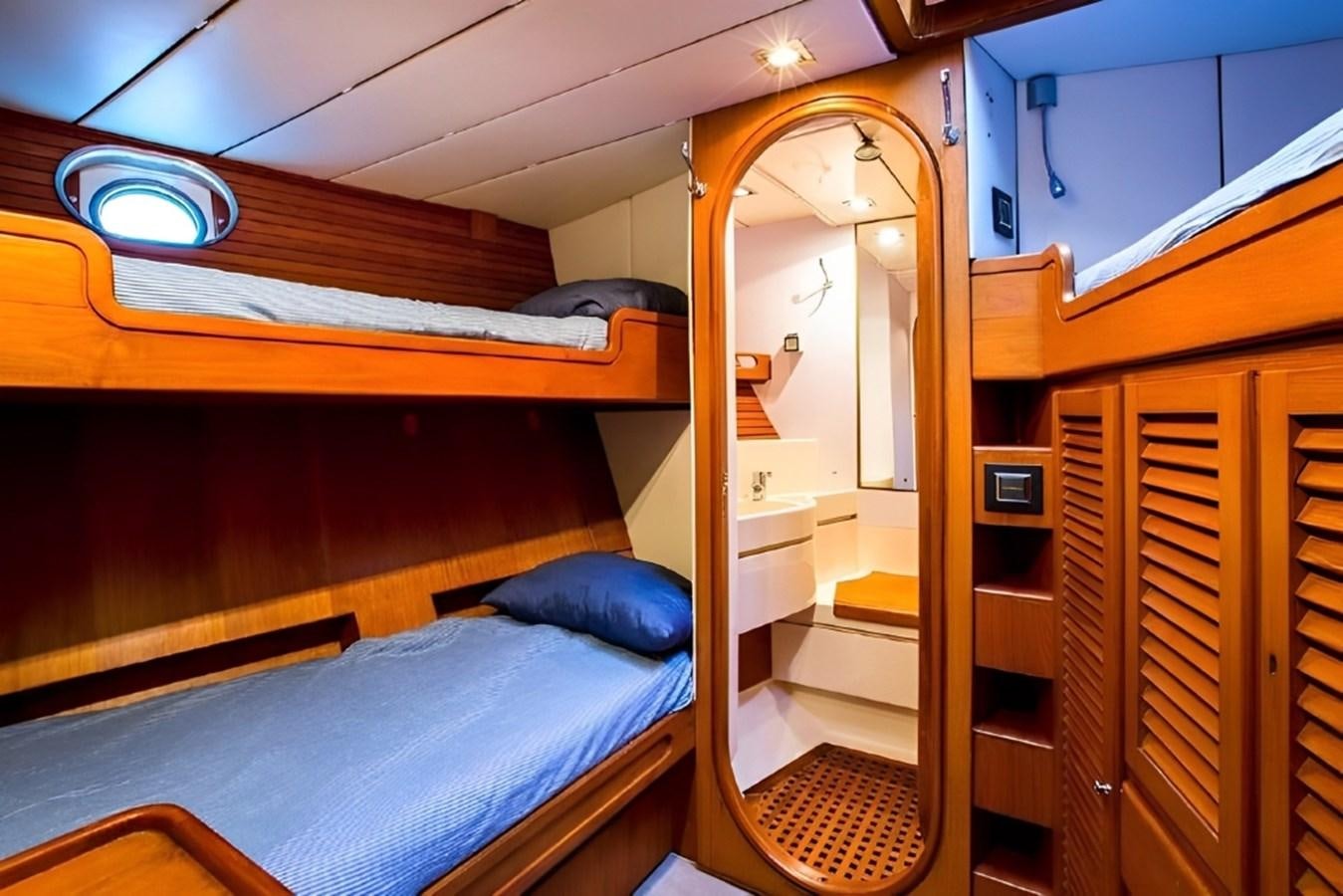 bunk beds in a room aboard ELETTRA Yacht for Sale