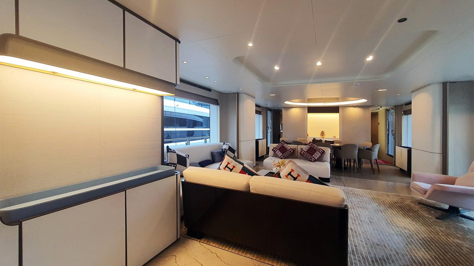 a living room with a couch and a tv aboard M32 025 Yacht for Sale