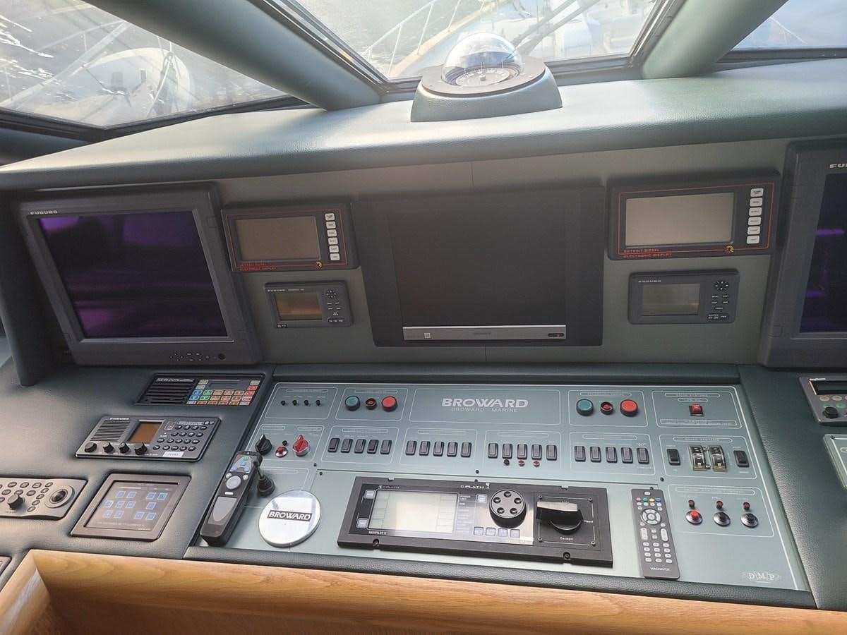 a car stereo with a screen and buttons aboard LADY JANE Yacht for Sale